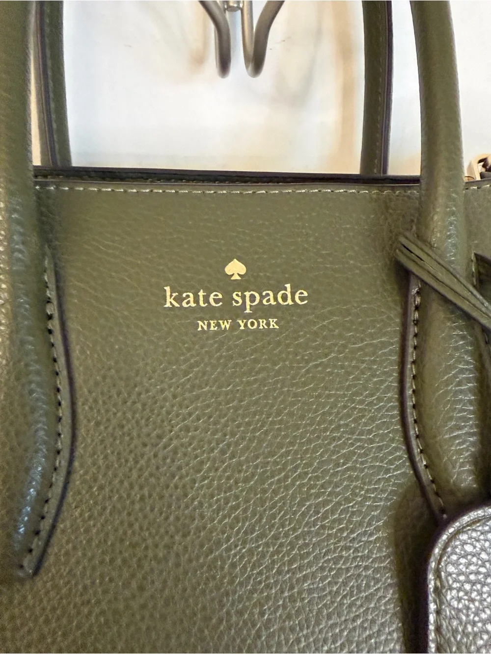 Kate Spade Eva Top Zip Satchel in Olive Green with Shoulder Strap
